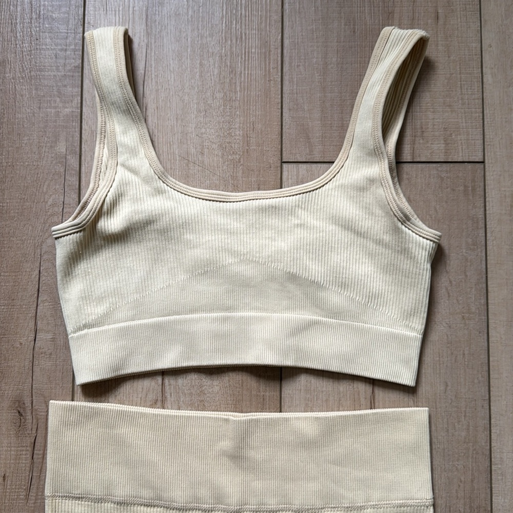 Yellow Ribbed Tank and Shorts Set. Dynamite - Picture 3 of 5